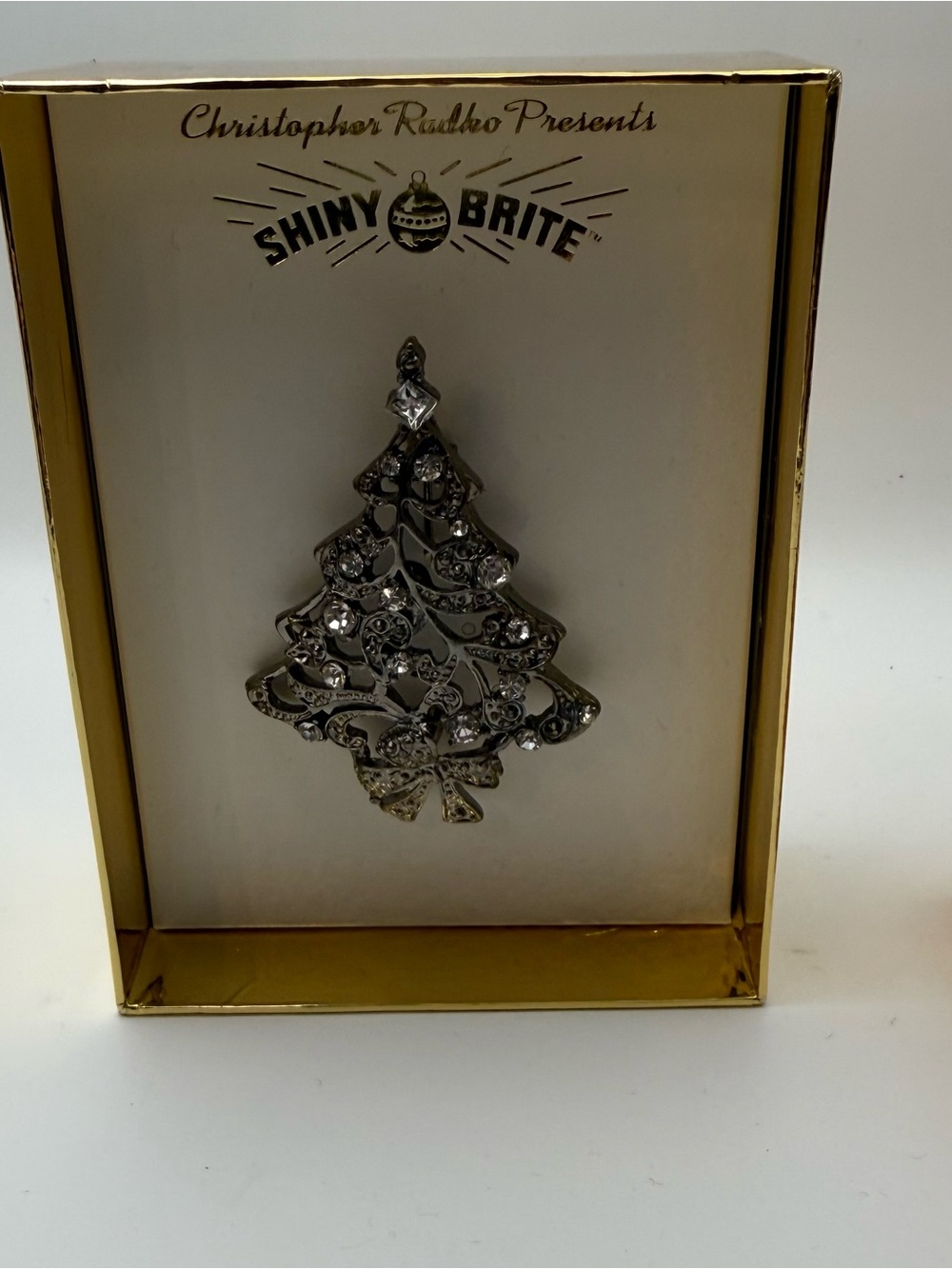 Christopher Radko Silver Crystal Christmas Tree Brooch
